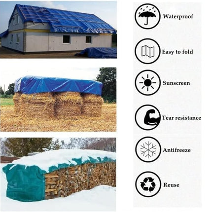 JADEVER Πολυχρηστικό Αδιάβροχο Βαρύ Κάλυμμα Μουσαμά 6Χ8m,110gsm με Επένδυση & Αλουμινένιους Κρίκους, Μπλε