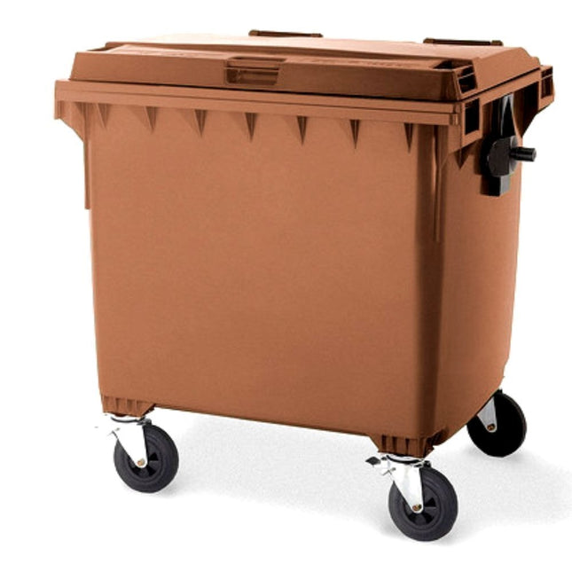 Μεγάλος Πλαστικός Κάδος Απορριμμάτων 1100L Καφέ
