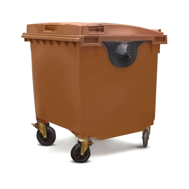 Μεγάλος Πλαστικός Κάδος Απορριμμάτων 1100L Καφέ
