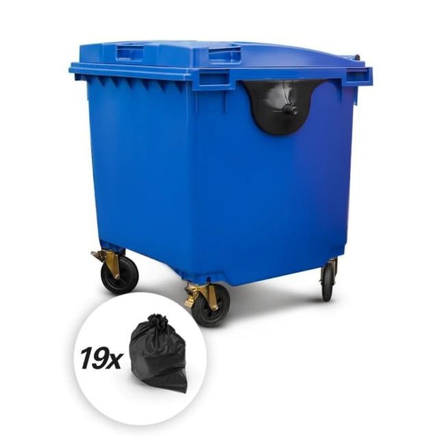 Μεγάλος Πλαστικός Κάδος Απορριμμάτων 1100L Μπλε