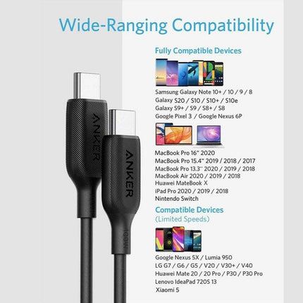 Anker PowerLine III Καλώδιο USB-C to USB-C 100W 1.8m Black