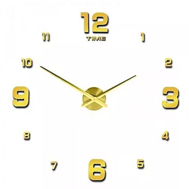 12S005-GF Ρολόι Τοίχου DIY με Aυτοκόλλητα Ψηφία 3D, Χρυσό
