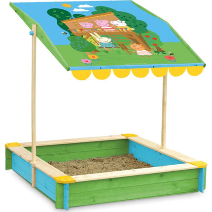 Παιδική Αμμοδόχος Peppa Pig 118x118x118cm με Ρυθμιζόμενη Τέντα Σκίασης & FSC Ξύλο Ελάτης 18+ Μηνών