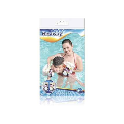 Bestway 32102 Μπρατσάκια Κολύμβησης Διαθέσιμα σε 2 Σχέδια Σερφ και Πιγκουίνος 30cm για Παιδιά 5-12 Ετών