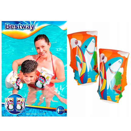 Bestway 32102 Μπρατσάκια Κολύμβησης Διαθέσιμα σε 2 Σχέδια Σερφ και Πιγκουίνος 30cm για Παιδιά 5-12 Ετών