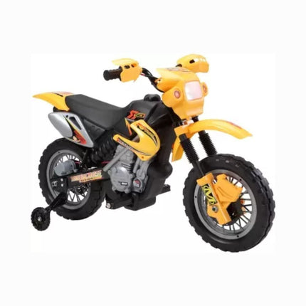 Motocross Ηλεκτροκίνητη Μοτοσικλέτα 6V 4Ah με Βοηθητικές Ρόδες & Φώτα Κίτρινο, 3+ Eτών