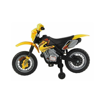 Motocross Ηλεκτροκίνητη Μοτοσικλέτα 6V 4Ah με Βοηθητικές Ρόδες & Φώτα Κίτρινο, 3+ Eτών