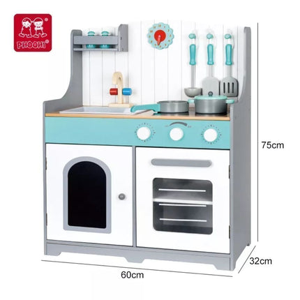 Phoohi Ξύλινη Παιδική Κουζινούλα 60 x 32 x 75cm Λευκό, 3+ Ετών