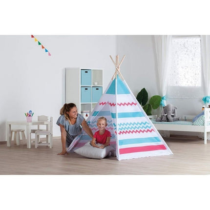 Ξύλινη Παιδική Σκηνή Teepee με Όμορφα Χρώματα με Τσαντάκι Μεταφοράς