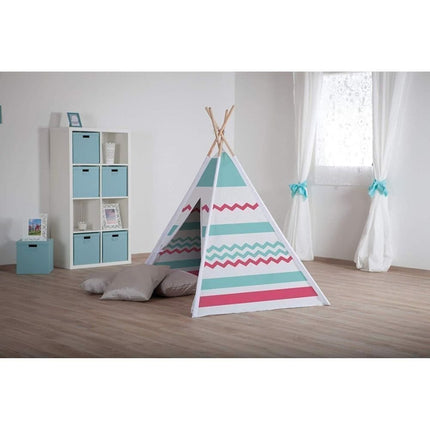 Ξύλινη Παιδική Σκηνή Teepee με Όμορφα Χρώματα με Τσαντάκι Μεταφοράς