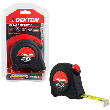 Dekton DT55110 Μετροταινία, Mαύρο/Kόκκινο, 5 m