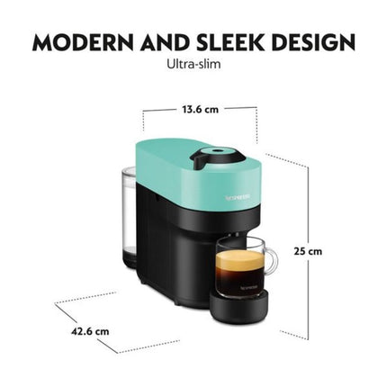 Nespresso Vertuo Pop Μηχανή Καφέ με Centrifusion™ Τεχνολογία & 6 Μεγέθη Ροφημάτων για Κάψουλες Vertuo,19bar, Aqua Mint