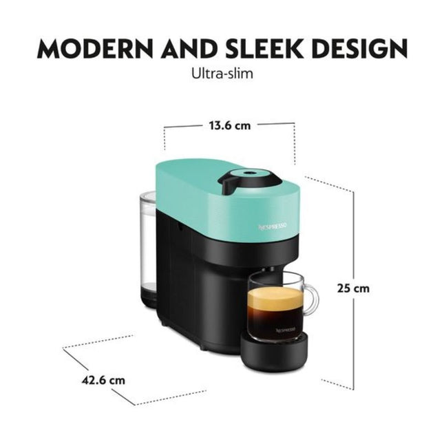 Nespresso Vertuo Pop Μηχανή Καφέ με Centrifusion™ Τεχνολογία & 6 Μεγέθη Ροφημάτων για Κάψουλες Vertuo,19bar, Aqua Mint