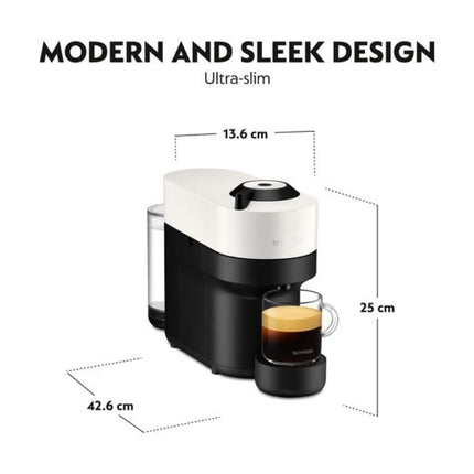Nespresso Vertuo Pop Μηχανή Καφέ με Centrifusion™ Τεχνολογία & 6 Μεγέθη Ροφημάτων για Κάψουλες Vertuo,19bar Coconut White, Λευκή