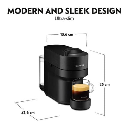 Nespresso Vertuo Pop Μηχανή Καφέ με Centrifusion™ Τεχνολογία & 6 Μεγέθη Ροφημάτων για Κάψουλες Vertuo,19bar Liquorice Black, Μαύρη