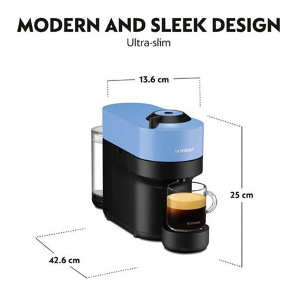 Nespresso Vertuo Pop Μηχανή Καφέ με Centrifusion™ Τεχνολογία & 6 Μεγέθη Ροφημάτων για Κάψουλες Vertuo,19bar Pacific Blue, Μπλέ