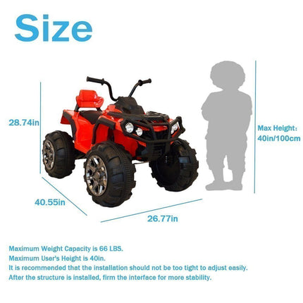 Ηλεκτροκίνητη Τετράτροχη Μοτοσικλέτα ATV 12V/7Ah με Φώτα, Κόρνα, MP3 & USB Κόκκινο, 3+ Ετών