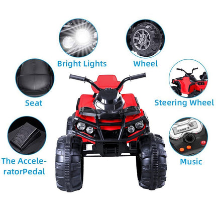 Ηλεκτροκίνητη Τετράτροχη Μοτοσικλέτα ATV 12V/7Ah με Φώτα, Κόρνα, MP3 & USB Κόκκινο, 3+ Ετών