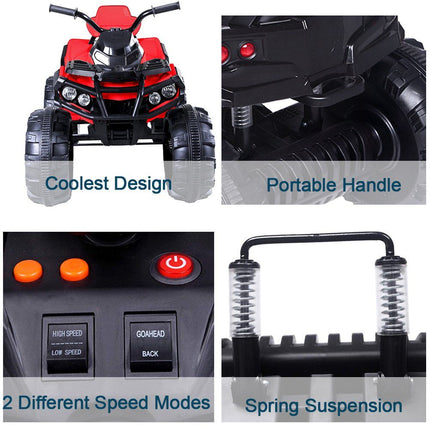 Ηλεκτροκίνητη Τετράτροχη Μοτοσικλέτα ATV 12V/7Ah με Φώτα, Κόρνα, MP3 & USB Κόκκινο, 3+ Ετών
