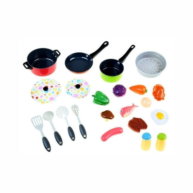 Σετ Κουζινικών Παιχνιδιού 22 Τεμαχίων Κατσαρόλες, Τηγάνι, Αξεσουάρ & Τρόφιμα από Ασφαλές Πλαστικό, 3+ Ετών