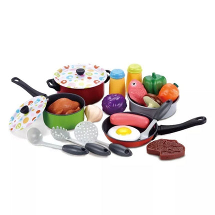 Σετ Κουζινικών Παιχνιδιού 22 Τεμαχίων Κατσαρόλες, Τηγάνι, Αξεσουάρ & Τρόφιμα από Ασφαλές Πλαστικό, 3+ Ετών