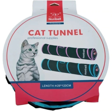 Nunbel 19418-243l – Τούνελ γάτας με μπάλες-παιχνιδιού θαλασσί-μαύρο 120cm