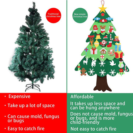 Yilee Τσόχινο Χριστουγεννιάτικο Δέντρο 127 cm με 36 Αφαιρούμενα Στολίδια για Διακόσμηση Σπιτιού, Πόρτες, Τοίχους κλπ.