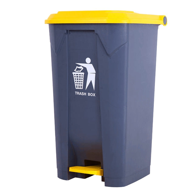 Πλαστικός Κάδος Απορριμμάτων 100L με Πεντάλ, Καπάκι και Τροχούς από HDPE Κίτρινο/Γκρι KAO-100K18