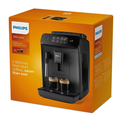 PHILIPS Series 800 Αυτόματη Μηχανή Espresso 1500W 15bar με Κεραμικό Μύλο, My Coffee Choice & AquaClean, Μαύρο, EP0820/00
