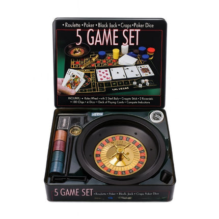 5 σε 1 Σετ Παιχνίδια Καζίνο 80629 Ρουλέττα, Πόκερ, Black Jack, Craps με Chips, Mats, Ζάρια, Κάρτες