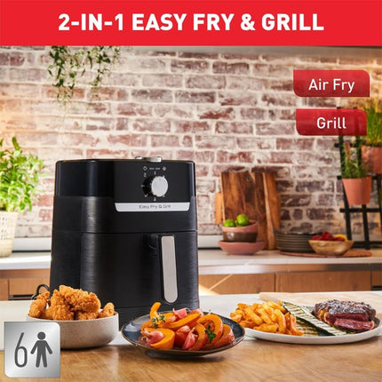 MOULINEX Easy Fry & Grill 2σε1 Φριτέζα Αέρος & Ψησταριά 1400W με XL Χωρητικότητα Κάδου 4.2L, 8 Προγράμματα, Τεχνολογία Extra Crisp & Ψηφιακός Χειρισμός EZ501810