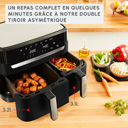 MOULINEX Dual Easy Fry & Grill Φριτέζα Αέρος με XXL Διπλό Κάδο 8.3L, 7 Προγράμματα, Τεχνολογία Extra Crisp & Ψηφιακή Οθόνη EZ905B20
