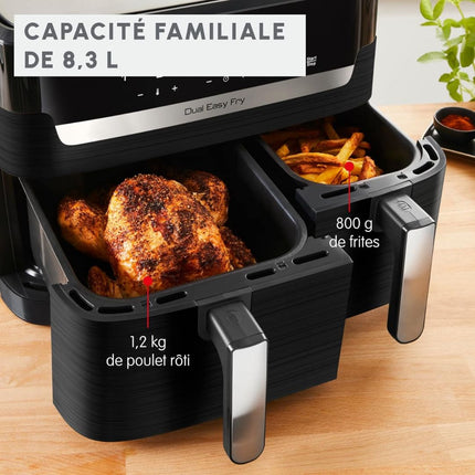 MOULINEX Dual Easy Fry & Grill Φριτέζα Αέρος με XXL Διπλό Κάδο 8.3L, 7 Προγράμματα, Τεχνολογία Extra Crisp & Ψηφιακή Οθόνη EZ905B20