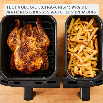 MOULINEX Dual Easy Fry & Grill Φριτέζα Αέρος με XXL Διπλό Κάδο 8.3L, 7 Προγράμματα, Τεχνολογία Extra Crisp & Ψηφιακή Οθόνη EZ905B20
