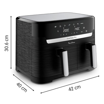MOULINEX Dual Easy Fry & Grill Φριτέζα Αέρος με XXL Διπλό Κάδο 8.3L, 7 Προγράμματα, Τεχνολογία Extra Crisp & Ψηφιακή Οθόνη EZ905B20