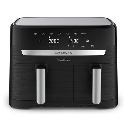 MOULINEX Dual Easy Fry & Grill Φριτέζα Αέρος με XXL Διπλό Κάδο 8.3L, 7 Προγράμματα, Τεχνολογία Extra Crisp & Ψηφιακή Οθόνη EZ905B20