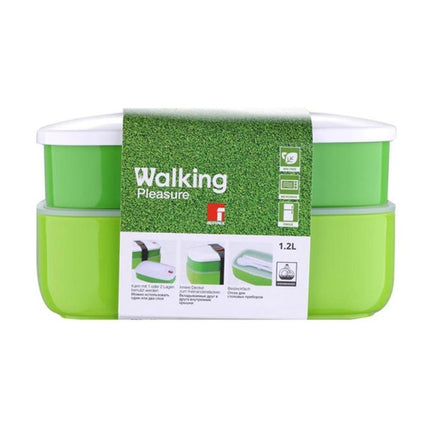 Φαγητοδοχείο Lunchbox 2 επιπέδων 1.2L με ιμάντα ασφαλείας σε πράσινο χρώμα, BG-5752-GR – Bergner