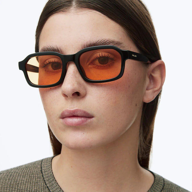 MELLER FARA Unisex Τετράγωνα Γυαλιά Ηλίου με Μαύρο Σκελετό και Πορτοκαλί Φακούς UV400 FA-TUTORANGE Black Orange