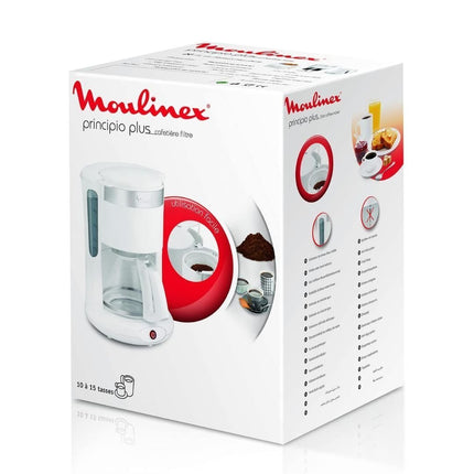 MOULINEX Principio Plus Καφετιέρα Φίλτρου 1000W με Κανάτα 1.25L για 10-15 Φλιτζάνια, Αυτόματη Απενεργοποίηση & Σύστημα Stop Ροής FG264100