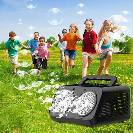 Φορητή Αυτόματη Μηχανή Φυσαλίδων με Δύο Ανεμιστήρες για Αύθονες Φυσαλίδες το Λεπτό Μαύρο/Άσπρο