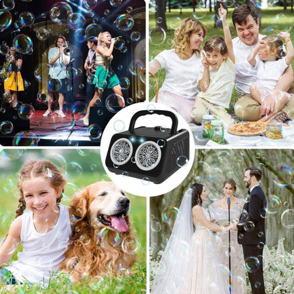 Φορητή Αυτόματη Μηχανή Φυσαλίδων με Δύο Ανεμιστήρες για Αύθονες Φυσαλίδες το Λεπτό Μαύρο/Άσπρο