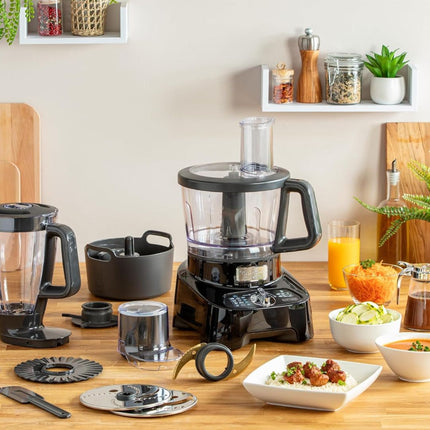 MOULINEX DoubleForce Πολυμίξερ Κουζίνας 1000W με 28 Λειτουργίες, Μπολ 3L, Μπλέντερ 2L, 8 Αξεσουάρ, Λεπίδες Τιτανίου & 6 Ταχύτητες FP821811