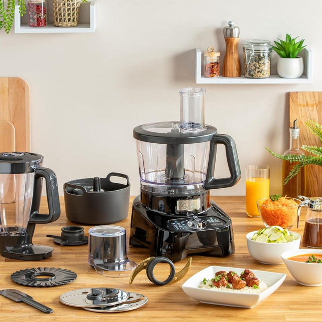 MOULINEX DoubleForce Πολυμίξερ Κουζίνας 1000W με 28 Λειτουργίες, Μπολ 3L, Μπλέντερ 2L, 8 Αξεσουάρ, Λεπίδες Τιτανίου & 6 Ταχύτητες FP821811