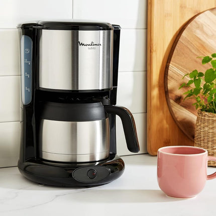 MOULINEX Subito Καφετιέρα Φίλτρου με Θερμομονωτική Ανοξείδωτη Κανάτα 0.9L για 8-10 Φλιτζάνια, Anti-drip Σσύστημα & Αυτόματη Απενεργοποίηση FT360811