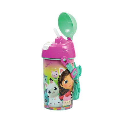 Gabby’s Dollhouse Παιδικό Παγούρι 500ml με Καλαμάκι & Κορδόνι Μεταφοράς 4+ Ετών