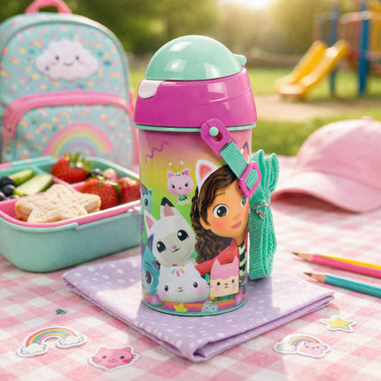 Gabby’s Dollhouse Παιδικό Παγούρι 500ml με Καλαμάκι & Κορδόνι Μεταφοράς 4+ Ετών