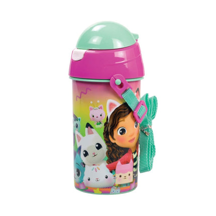 Gabby’s Dollhouse Παιδικό Παγούρι 500ml με Καλαμάκι & Κορδόνι Μεταφοράς 4+ Ετών