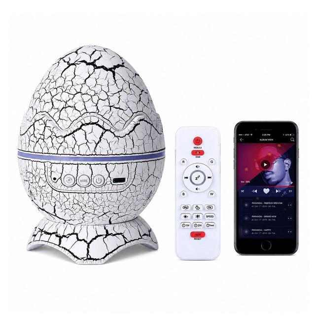 Galaxy Nightlight Projector LED Laser Dinosaur Egg με Bluetooth Speaker, White Noise και Τηλεχειριστήριο