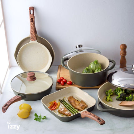 IZZY Elea Σωτέζα 28cm με Καπάκι από Χυτό Αλουμίνιο με Αντικολλητική Επίστρωση