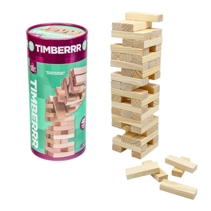 Timberrr Jenga Παιχνίδι Ισορροπίας & Στρατηγικής με Ξύλινα Τουβλάκια 48 Τεμάχια, 3+ Ετών